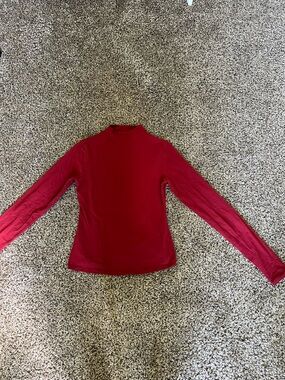 SKIMS Women's Red Long Sleeve Mock Neck Top